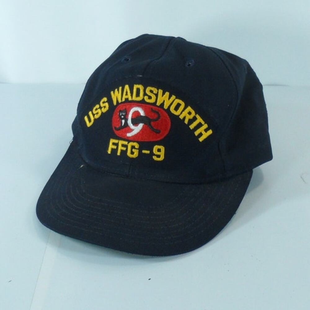 VTG USS Wadsworth FFG-9 US Navy Frigate Snapback Cap Hat Blue Cap-10 Veteran